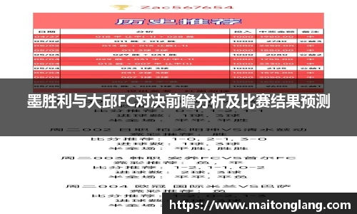 墨胜利与大邱FC对决前瞻分析及比赛结果预测
